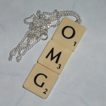 Scrabble Necklace Pendant Triple Tile Letters J K Swarovski
