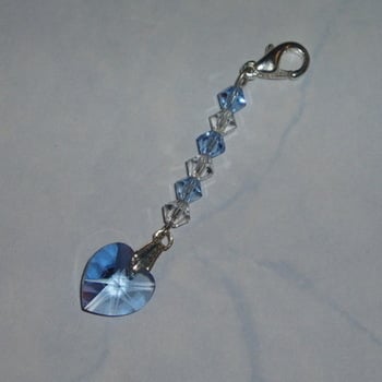 Something Blue Swarovski Crystal Heart Charm Long
