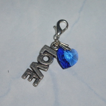 Something Blue Swarovski Crystal Heart LOVE Charm