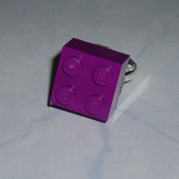 Lego Ring 2x2 Brick Purple Rare Adjustable Geek Emo