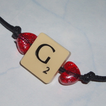 Scrabble Bracelet Cord Vintage Letters Initial Swarovski Heart