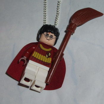 Lego MiniFigure Pendant Harry Potter Quidditch Cape Broomstick