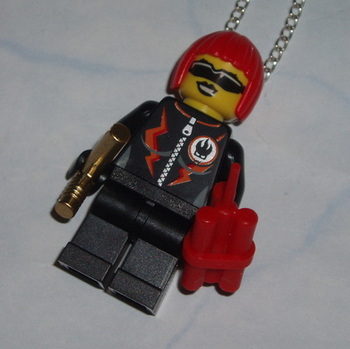 Lego MiniFigure Pendant Miss Dynamite Golden Gun