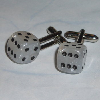 Dice Cufflinks White Pearl Rockabilly Poker Gambler