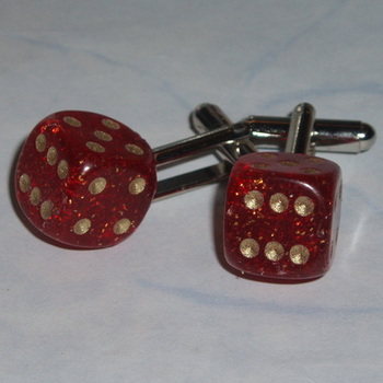 Dice Cufflinks Glitter Rockabilly Poker Gambler