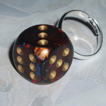 Dice Ring Blue Blood Red Gold Rockabilly Chessex Adjustable