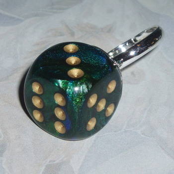 Dice Ring Jade Green Blue Rockabilly Chessex Adjustable