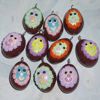Egg Earrings Miniature Cute Faces Easter Gift Sterling