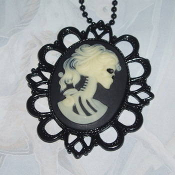 Corpse Bride Necklace Pendant Fimo Cabochon Filigree Steampunk