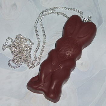 Bunny Pendant Necklace Easter Fimo Rabbit Handmade