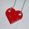 Lego Heart Pendant Bright Red Rockabilly Retro Swarovski