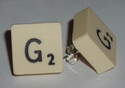 Travel Scrabble Earrings Stud Sterling Initial Letters Available J K
