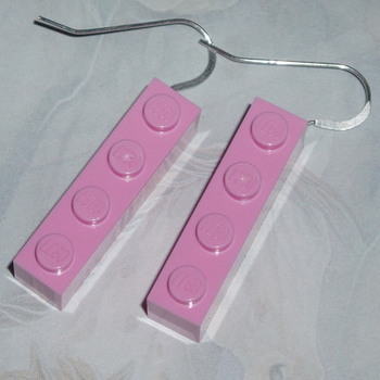 Lego Earrings 4x1 Pale Pink Rare Drop Sterling Brick Swarovski