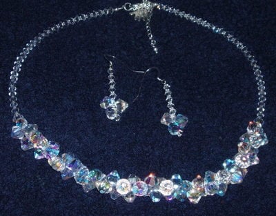 Swarovski crystal 8mm top drilled cluster set with bicone back