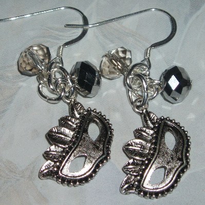 50 Shades Of Grey Earrings Charms Mask Crystals Sterling