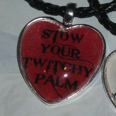 50 Shades of Grey Pendant Necklace Twitchy Palm Heart Cabochon