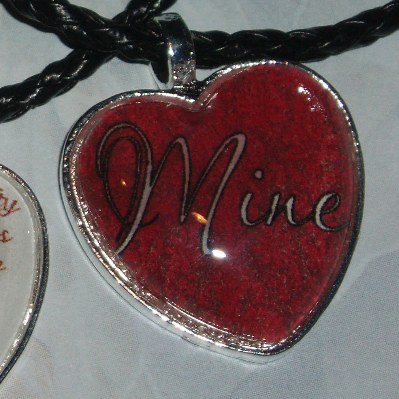 50 Shades of Grey Pendant Necklace Mine Red Heart Cabochon