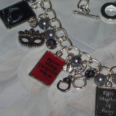 50 Shades of Grey Charm Necklace Photos Crystals Pearls  