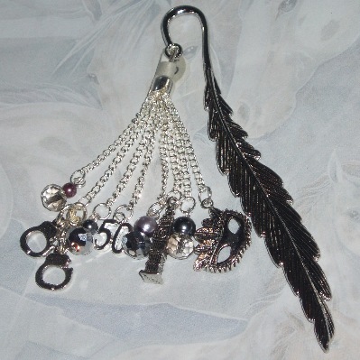 50 Shades Grey Bookmark Feather Tassel Charms Handcuffs Mask