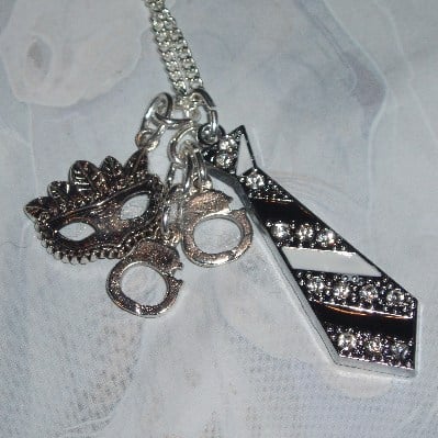 50 Shades of Grey pendant Necklace Rhinestone Tie Charms  