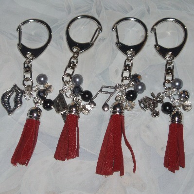 50 Shades Grey Keyring Bag Charm Red Leather Tassel