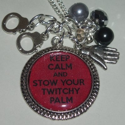 50 Shades Grey Keep Calm Twitch Palm Photo Charm Necklace