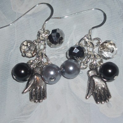 50 Shades Of Grey Earrings Charms Twitchy Palm Crystals Sterling