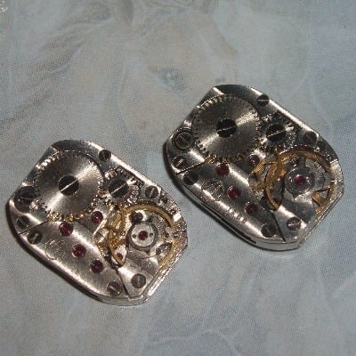 Steampunk Cufflinks Vintage Oblong Watch Movements Wedding
