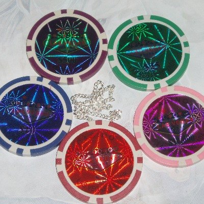 Poker Chip Pendant Las Vegas Authentic Holograph Kitsch Rockabilly