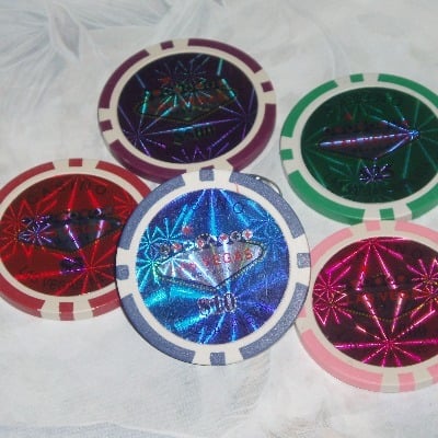 Poker Chip Ring Las Vegas Holograph Adjustable Rockabilly