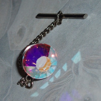Tie Tack Swarovski Round Chain Bridal Prom Groom Best Man
