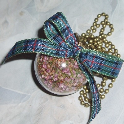 Heather Bell Glass Ball Pendant Necklace Tartan Scottish Scotland
