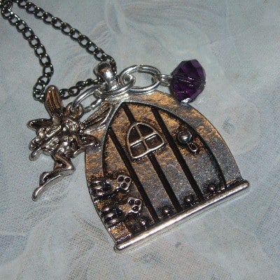 Fairy Door Birthstone Pendant Necklace Fae Charm Crystal