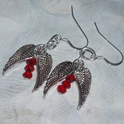 The Mortal Instruments Earrings Wings Red Crystal