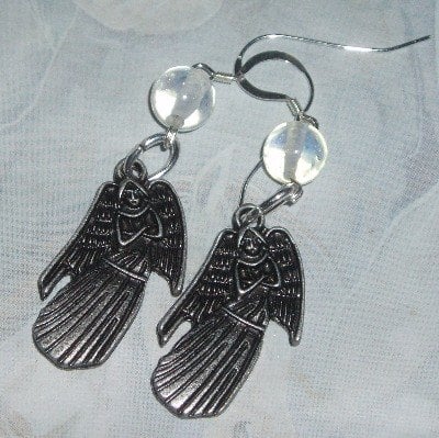 Dr Who Earrings Weeping Angel Opalite Sterling