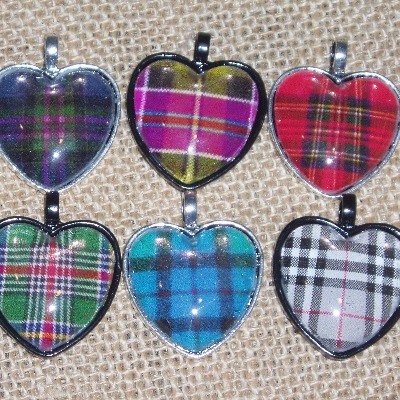 Tartan Heart Necklace Pendant Plaid Scottish Clan Bridesmaid