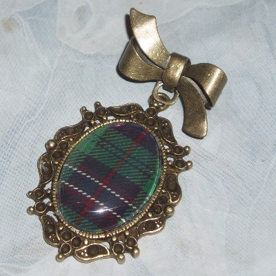 Tartan Brooch Ribbon Pin Pendant Plaid Scotland Scottish Clan