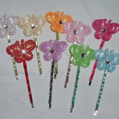 Shiney Padded Butterfly Hair Clips