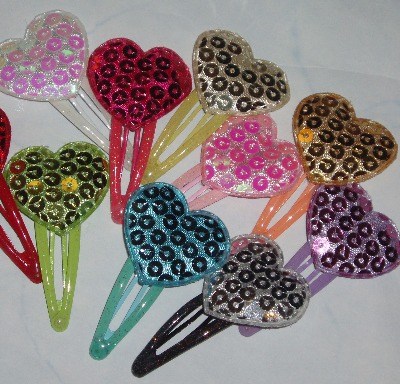 Sparkling Sequin Hearts Hair Clips