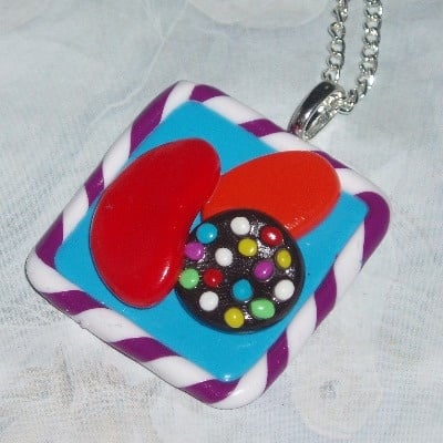 Candy Crush Saga Pendant Necklace Fimo Clay