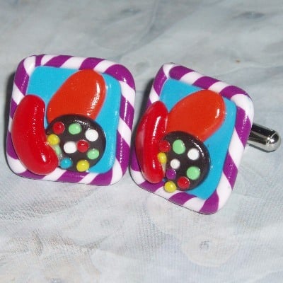 Candy Crush Saga Cufflinks Fimo Clay Adjustable Facebook