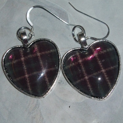 Tartan Heart Earrings Plaid Scottish Clan Bridesmaid Sterling