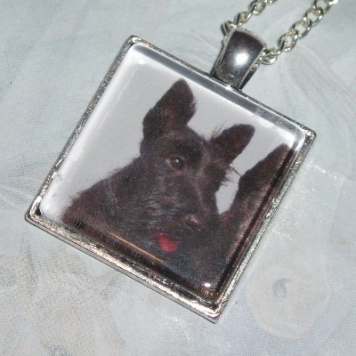 Scottie Dog Necklace Pendant Square Scottish