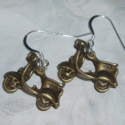 Scooter Earrings Brass Sterling Mod Funky