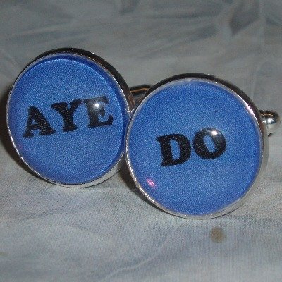 Och Aye Naw Glass Cabochon Cufflinks Wedding Groom
