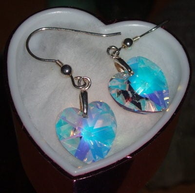 Heart Earrings Swarovski Crystal 14mm Sterling Bride Bridesmaid Prom