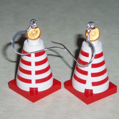 Lego Red White Traffic Cone Earrings Wellington Glasgow