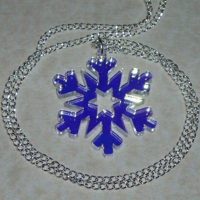 Snowflake Necklace Pendant Christmas Iridescent Acrylic
