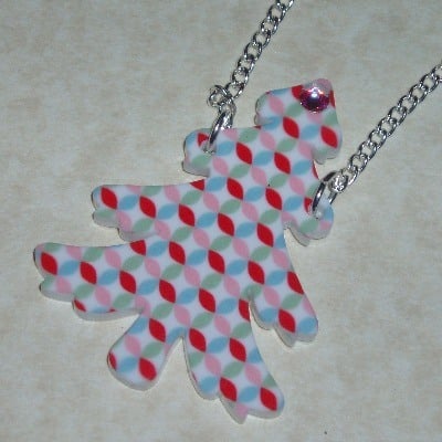 Christmas Tree Pendant Necklace Red Blue Pink Green Acrylic