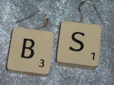 Scrabble Earrings Sterling Drop All Letters Tiles J's K's Available